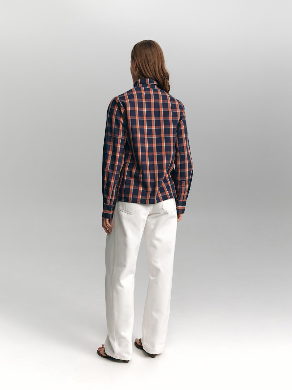 Checked shirt with cape, blue