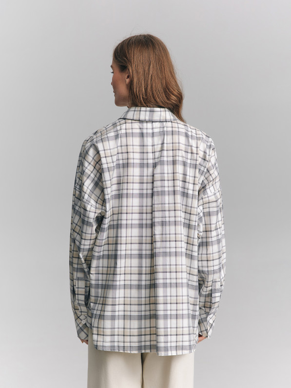 Oversized checkered shirt, gray