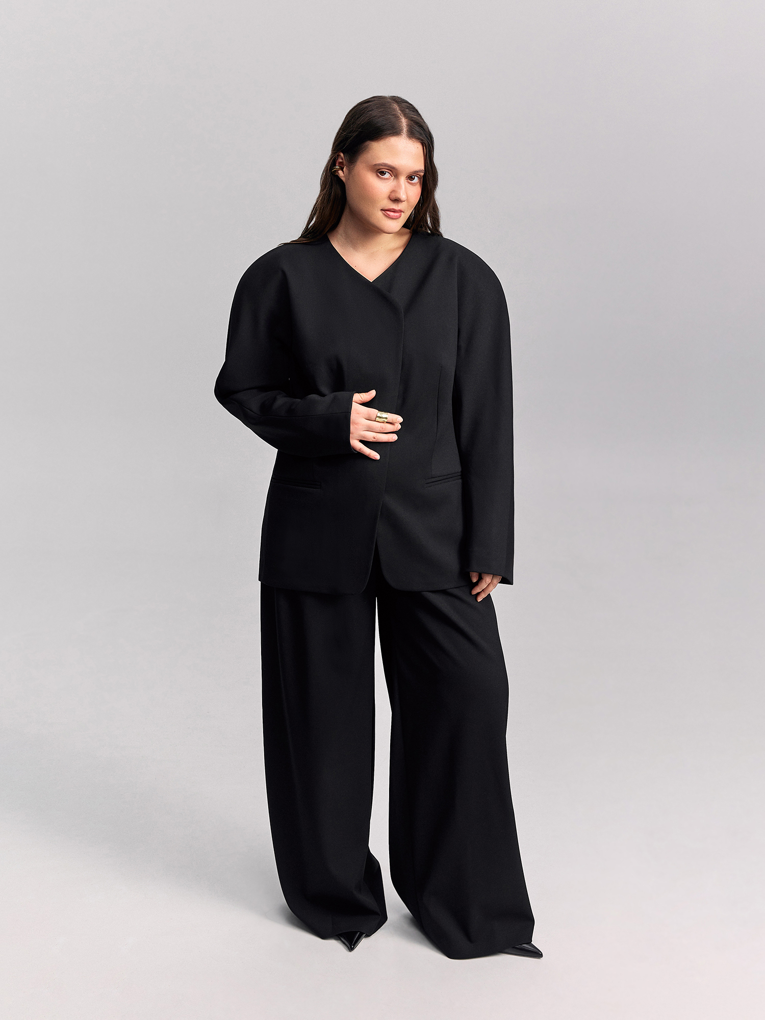 Jacket with hidden buttons, black