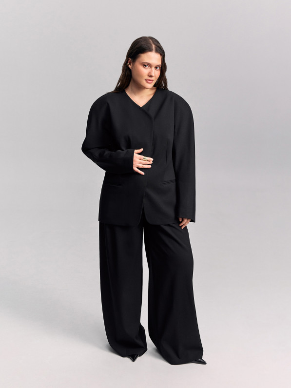 Jacket with hidden buttons, black