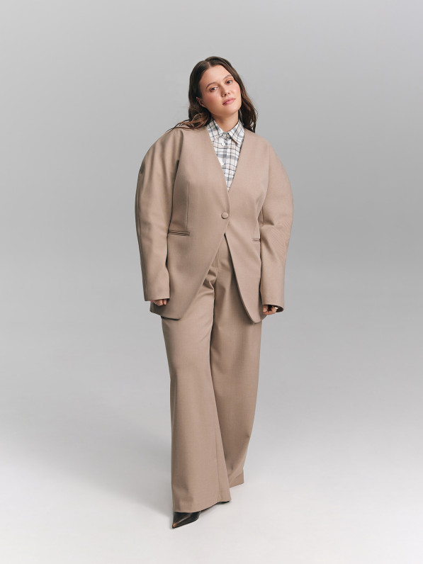 Jacket with voluminous sleeves, beige