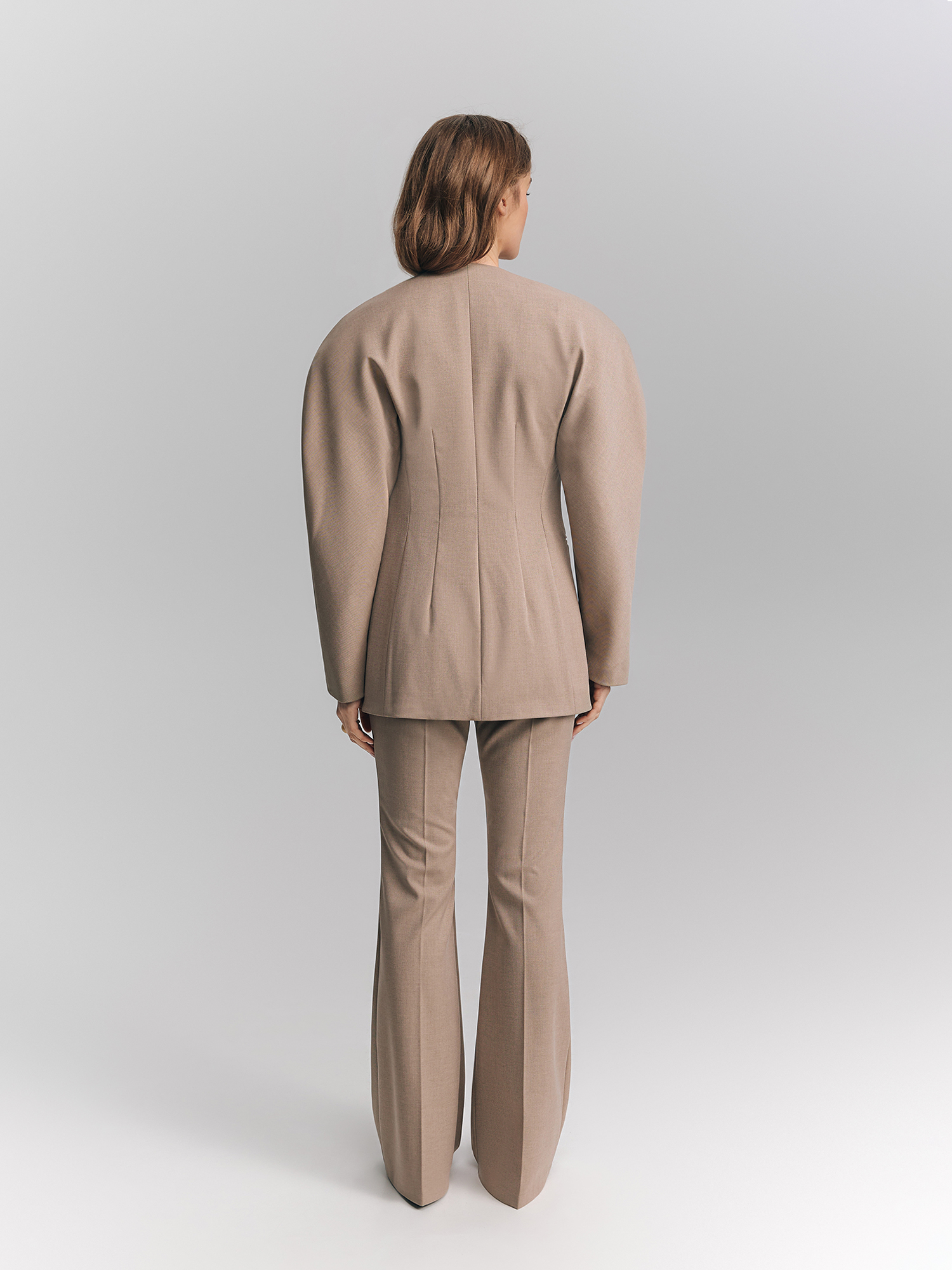 Jacket with voluminous sleeves, beige