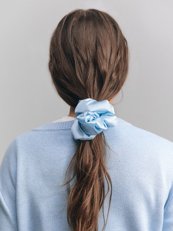 Satin hair tie, blue