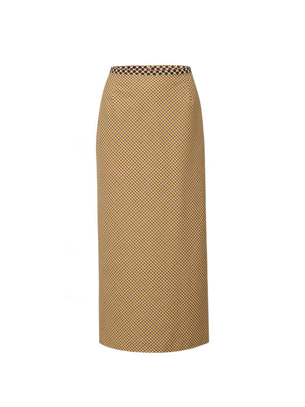 Cotton midi skirt, yellow