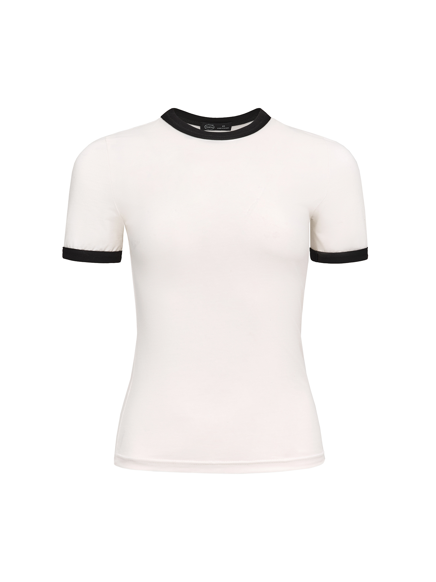 Fitted T-shirt with black piping, milky