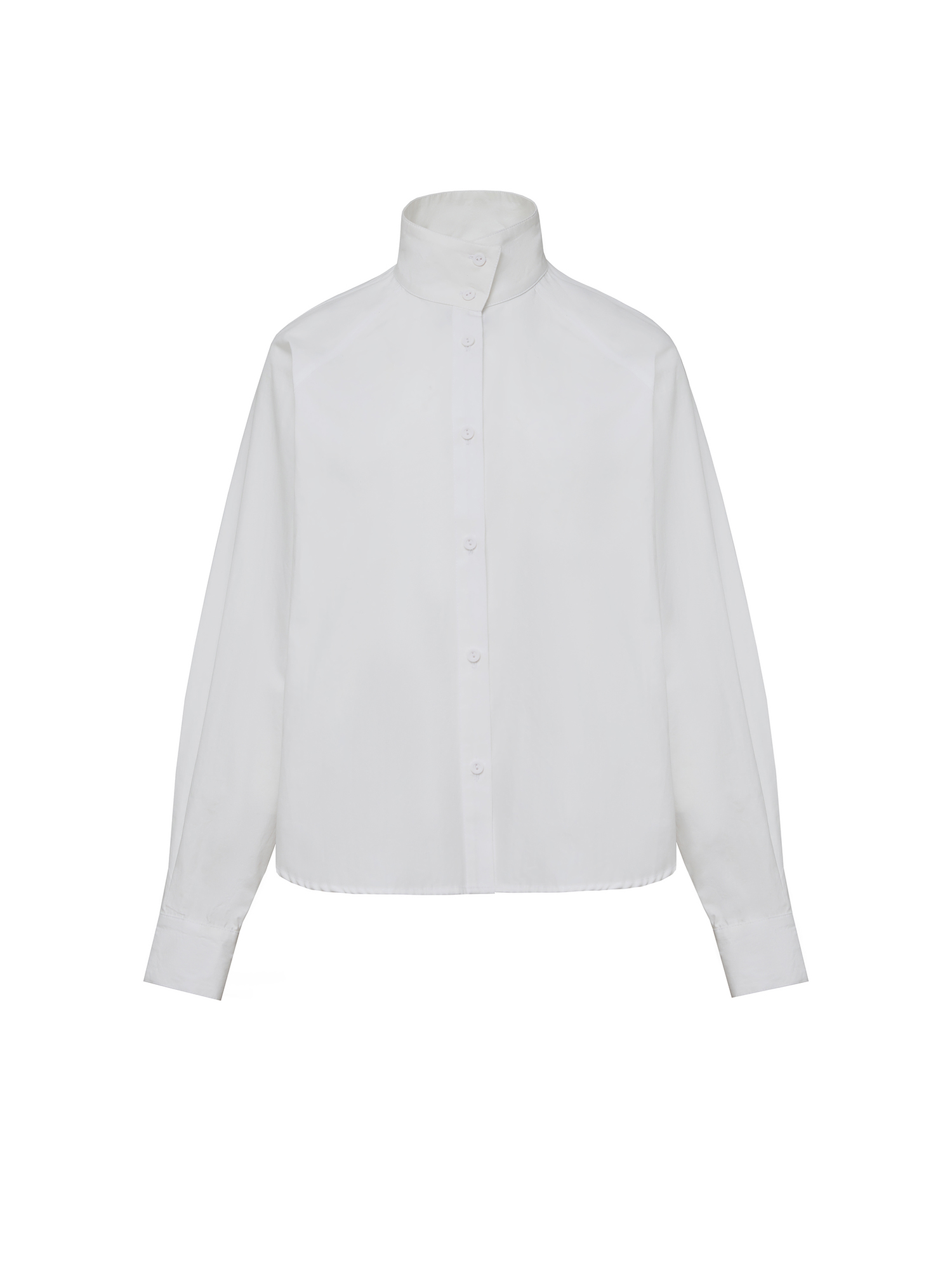 Shirt with stand-up collar, white