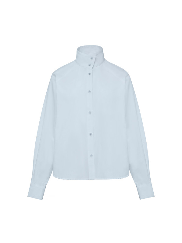 Shirt with stand-up collar, light blue
