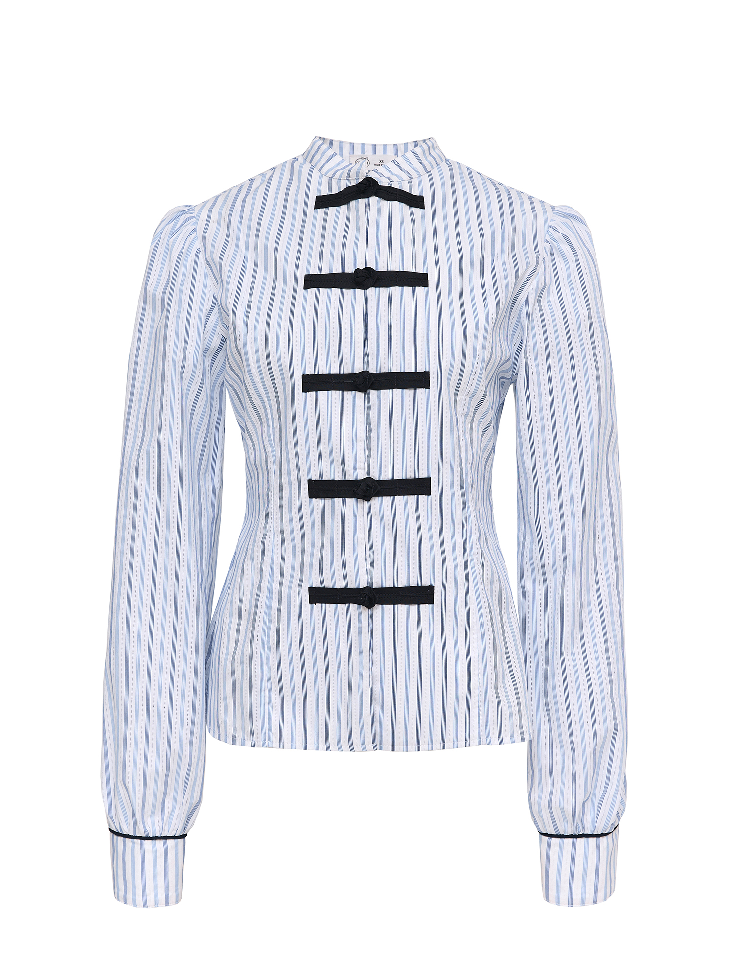Shirt with knotted fasteners, light blue