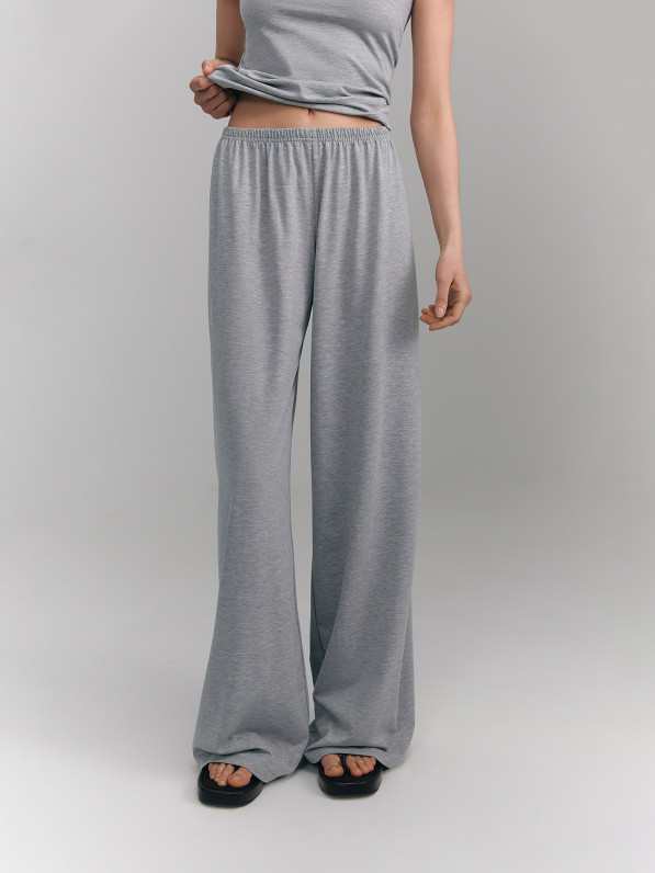 Slim wide-leg pants, gray