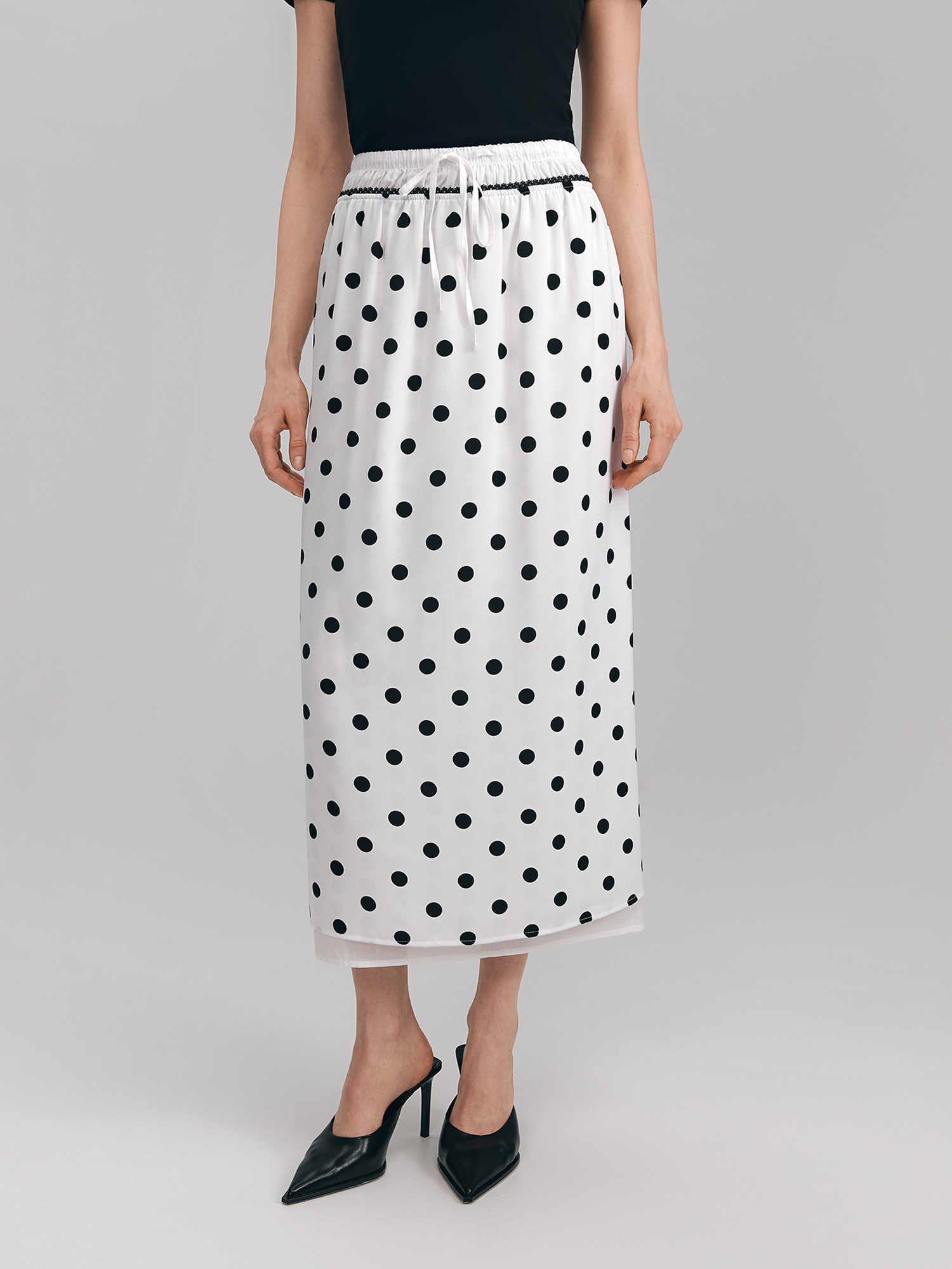 Polka dot skirt, milky
