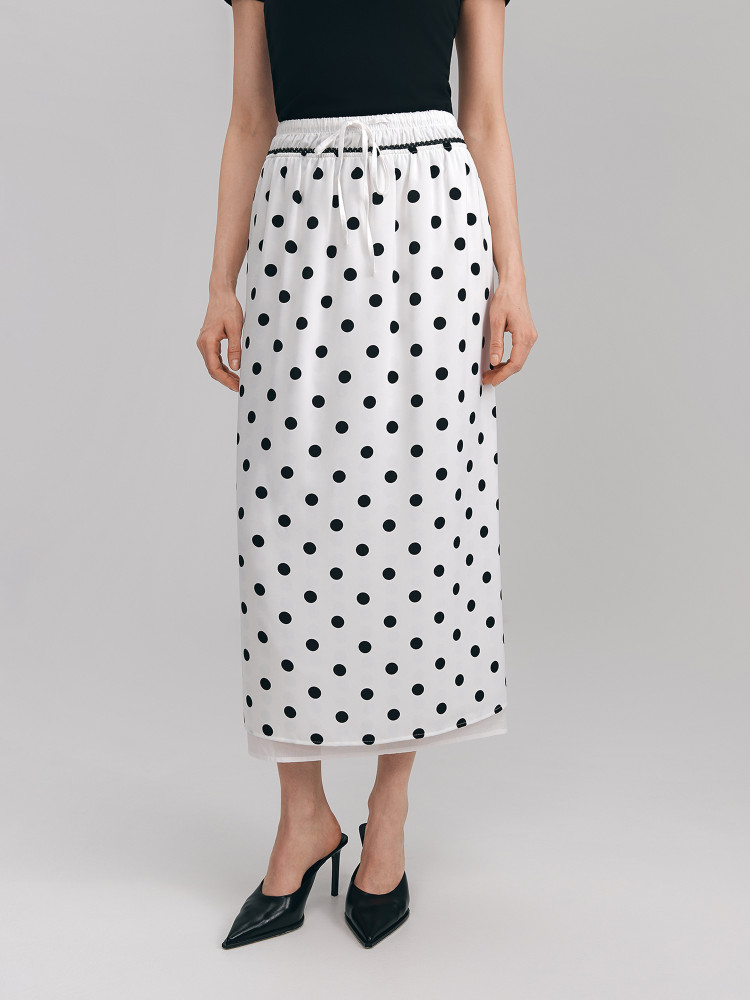 Polka dot skirt, milky
