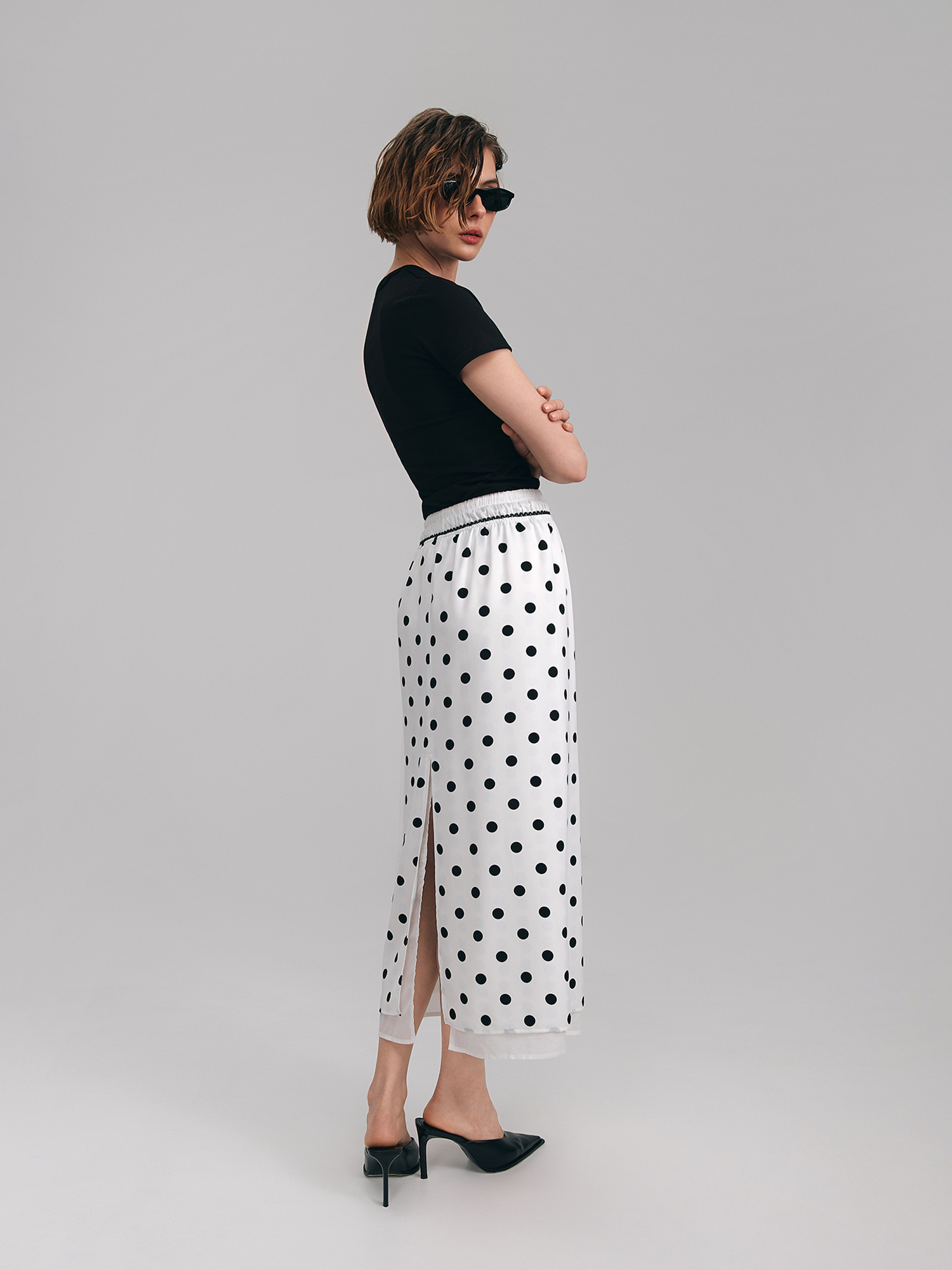 Polka dot skirt, milky