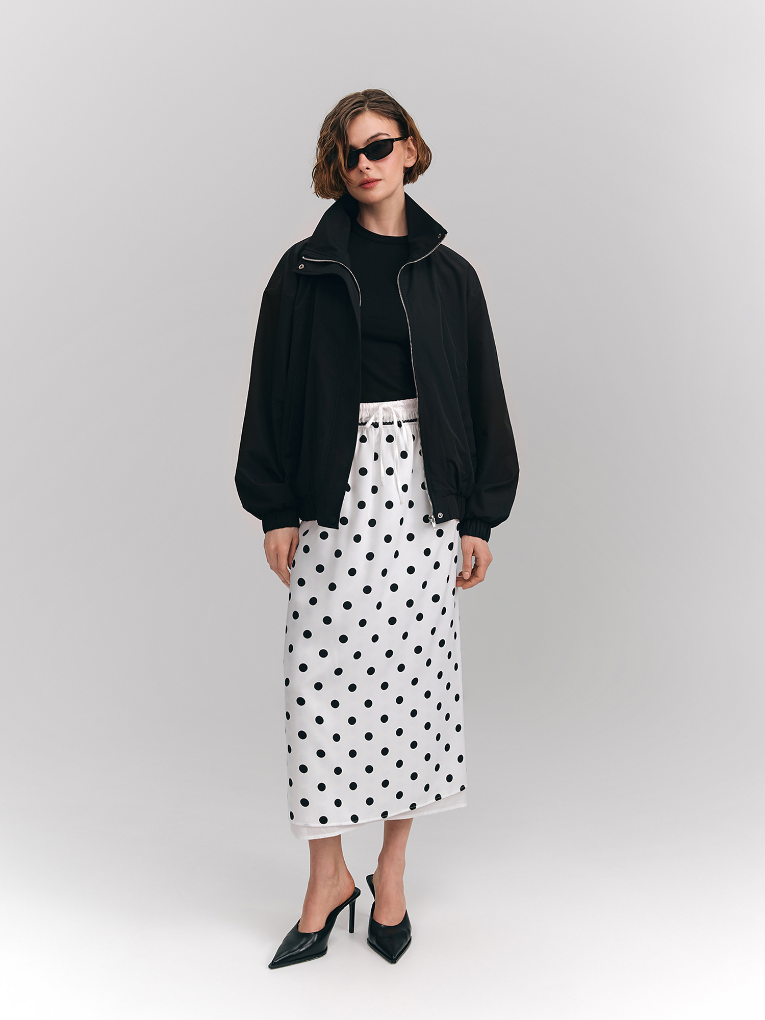 Polka dot skirt, milky