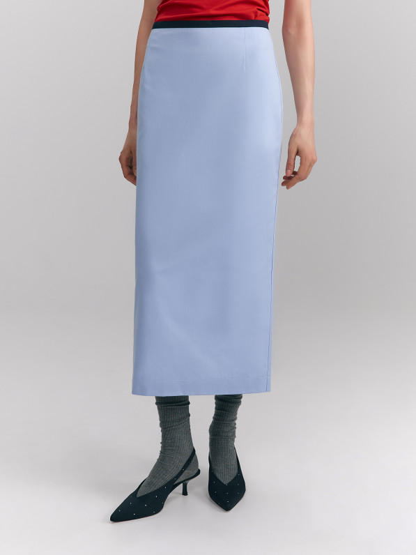 Cotton midi skirt, blue