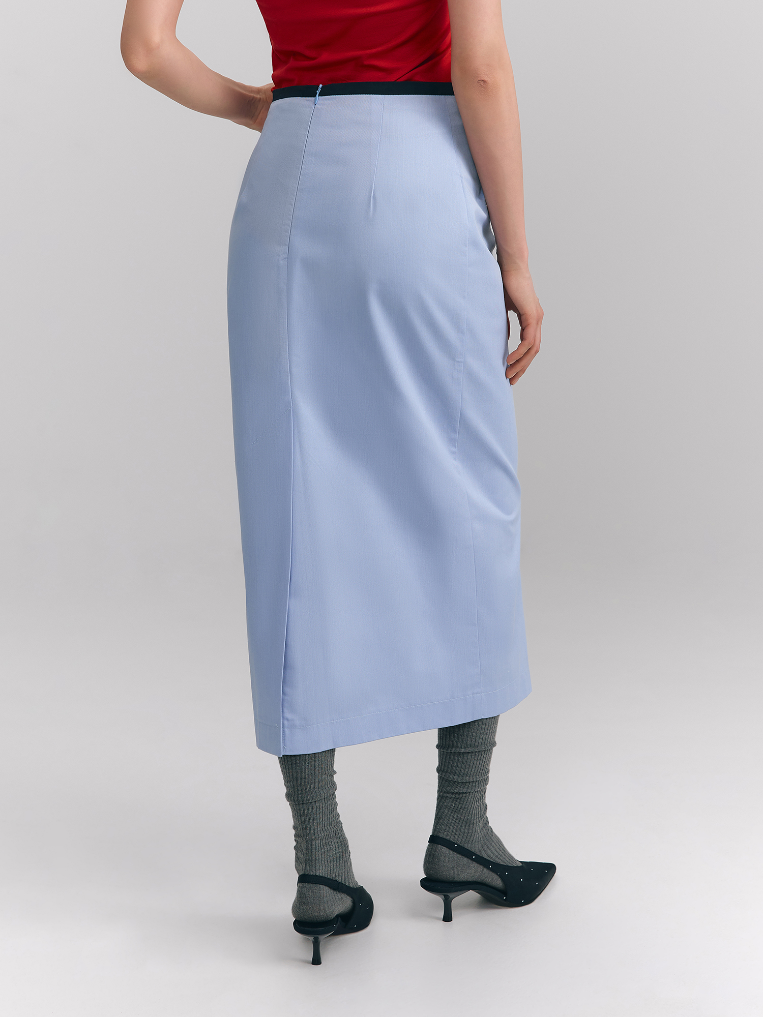 Cotton midi skirt, blue