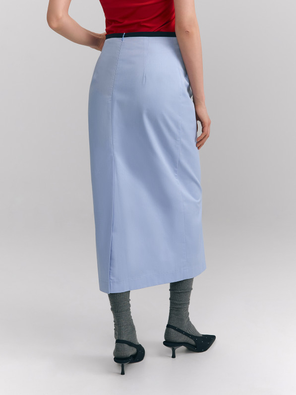 Cotton midi skirt, blue