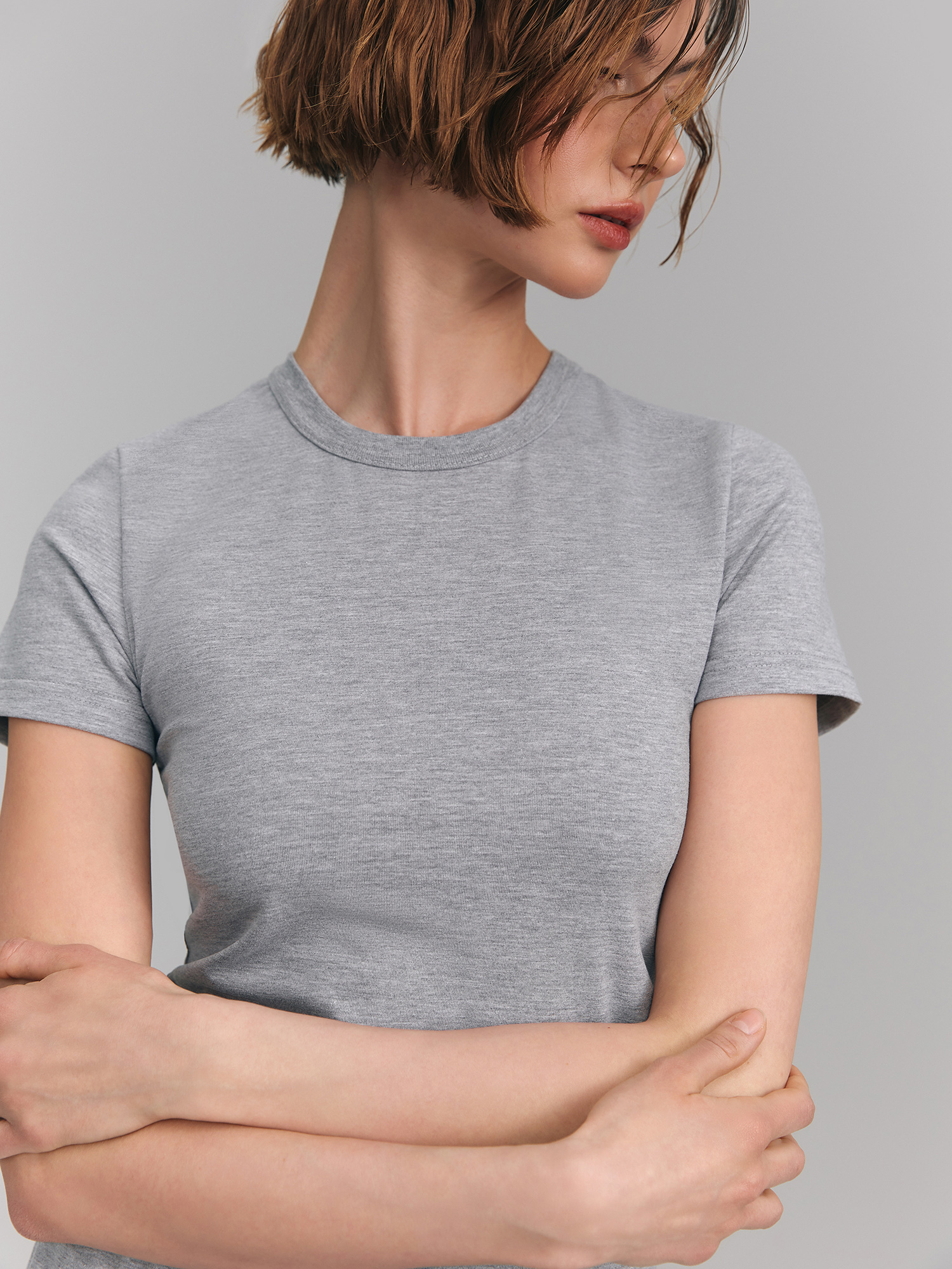 Fitted T-shirt, gray