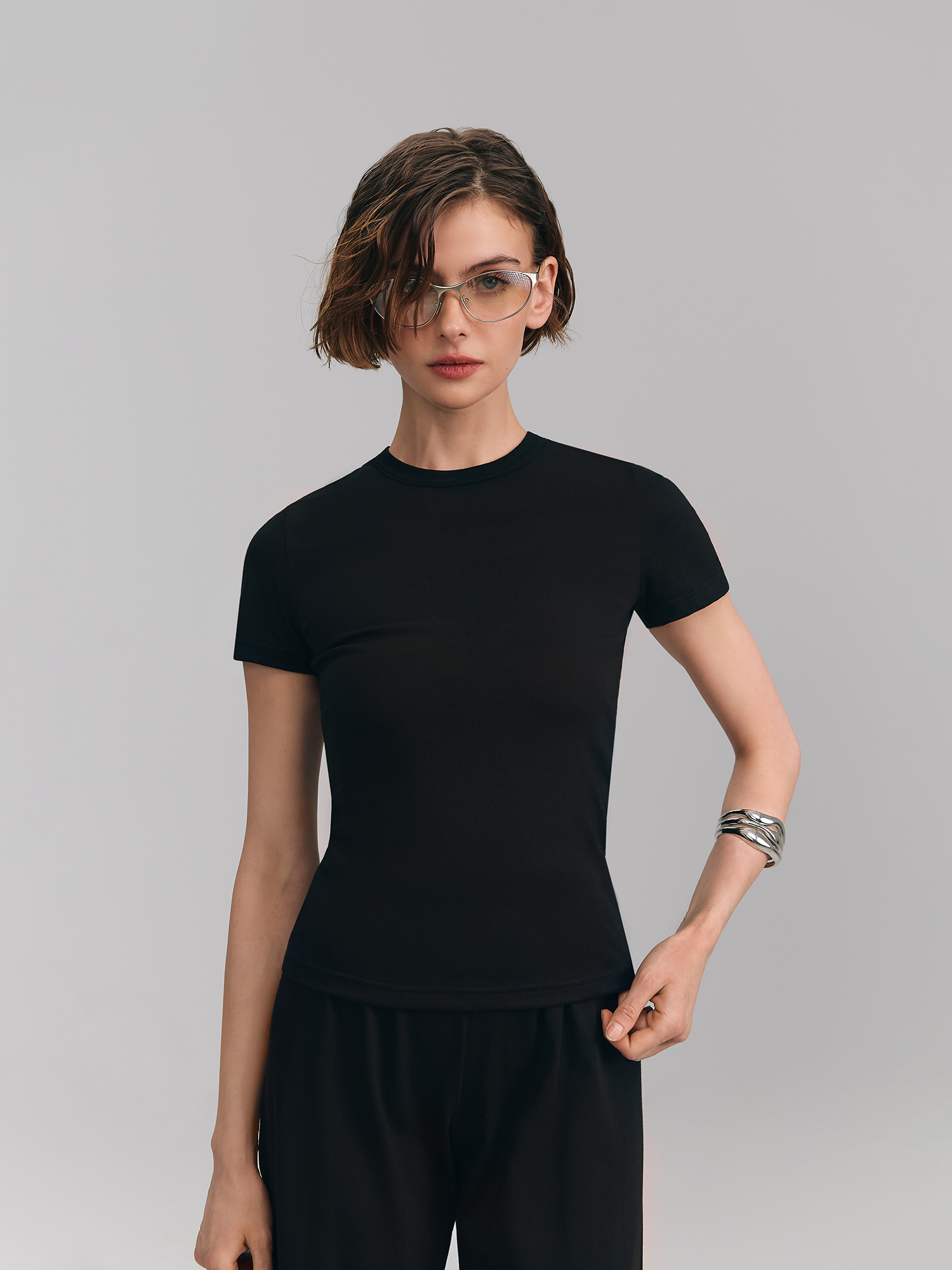 Fitted T-shirt, black