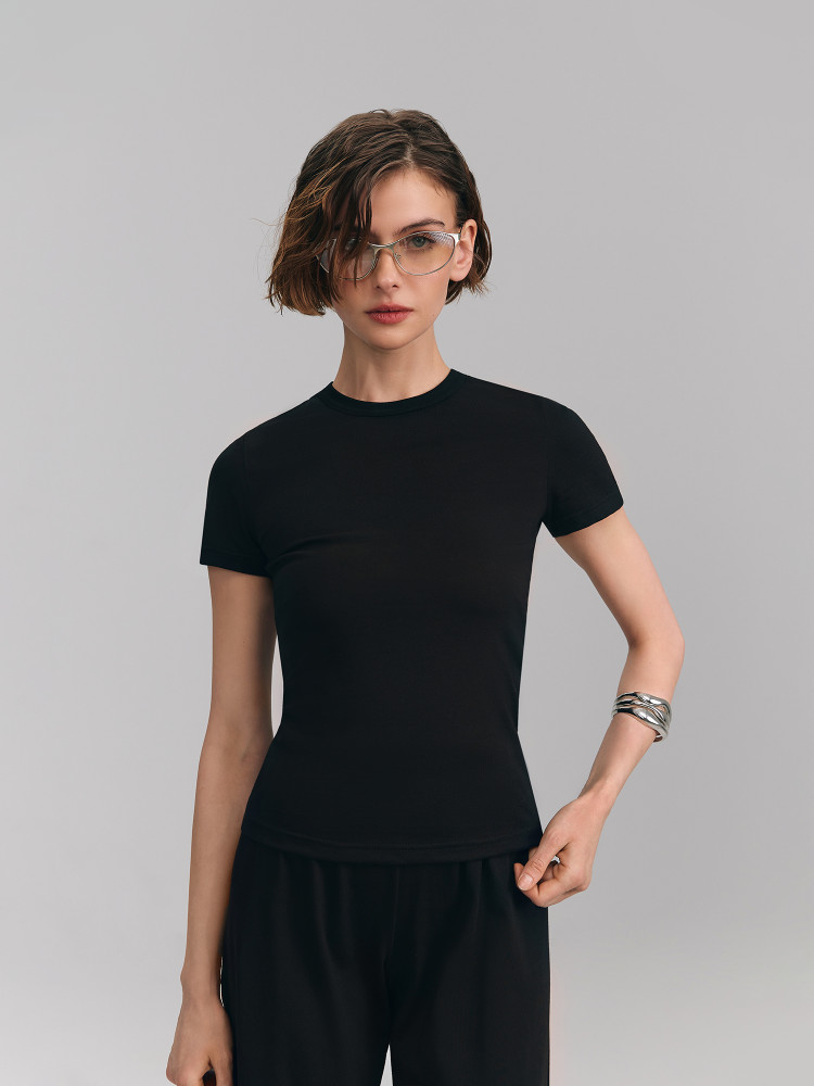Fitted T-shirt, black