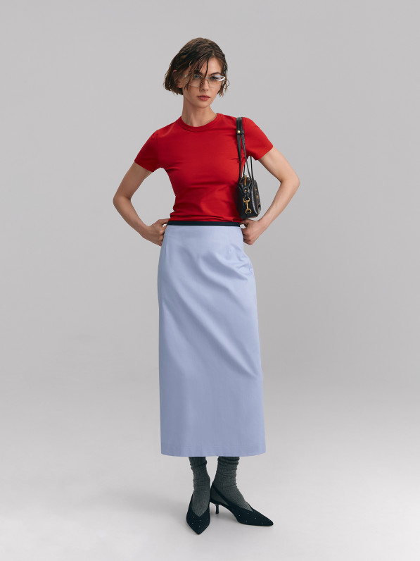 Cotton midi skirt, blue