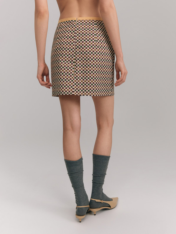Floral print mini skirt, yellow