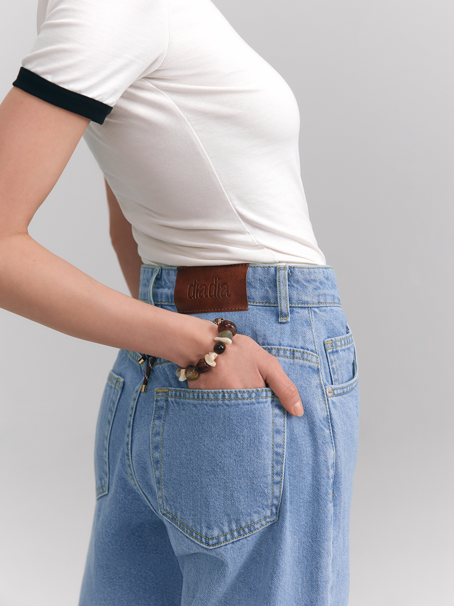 Wide-leg petite jeans, blue