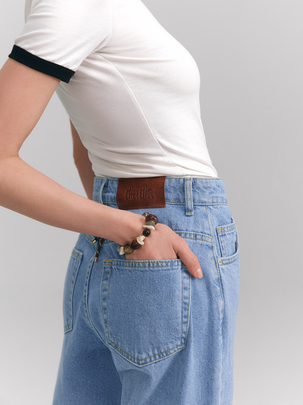 Wide-leg petite jeans, blue