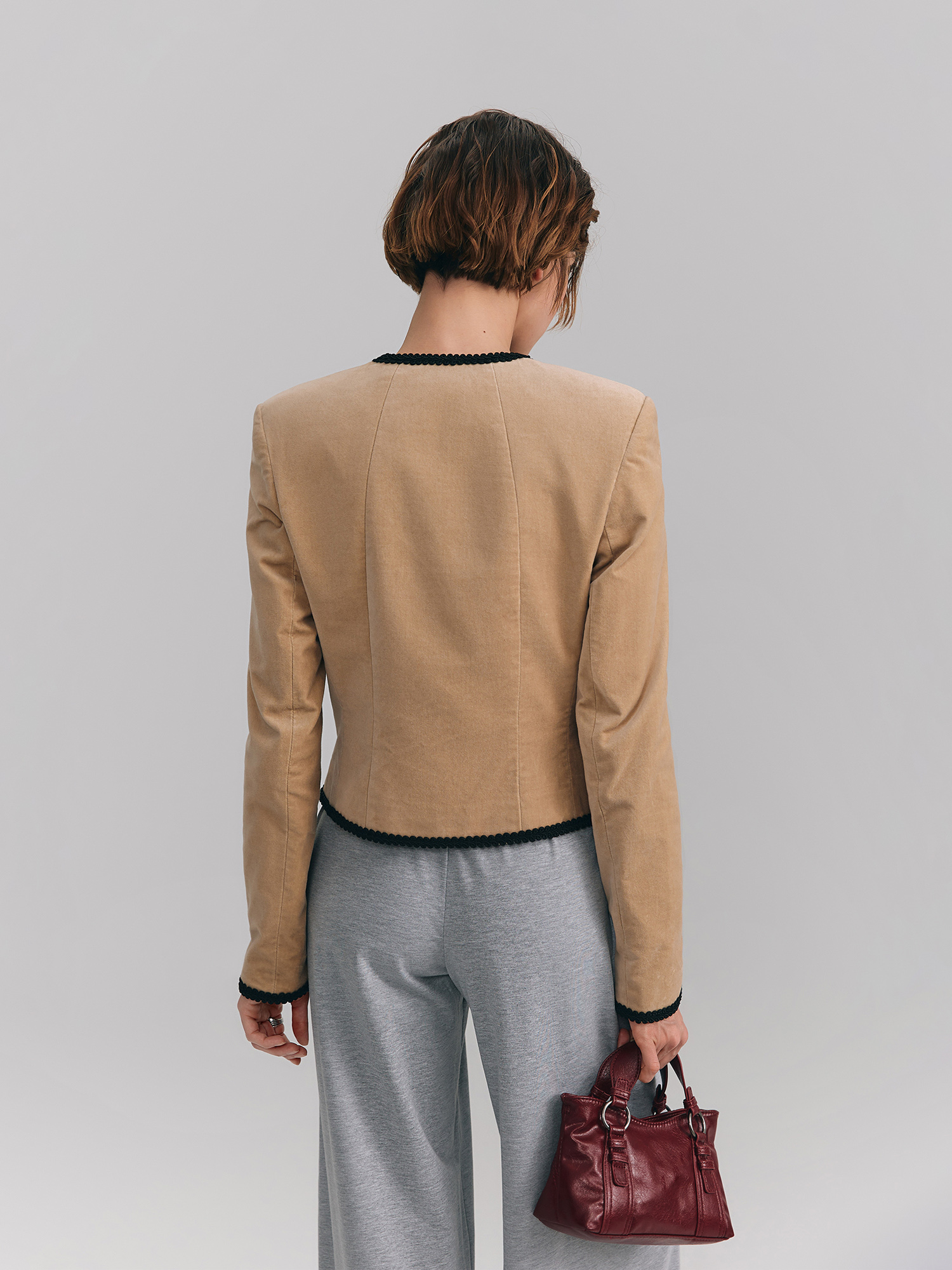 Jacket with accent fasteners, beige