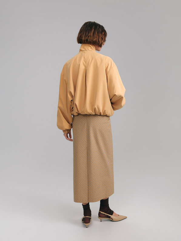 Cotton midi skirt, yellow