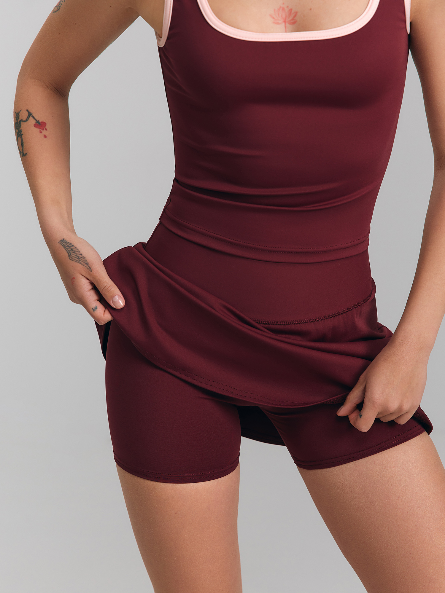 Skirt-shorts, burgundy