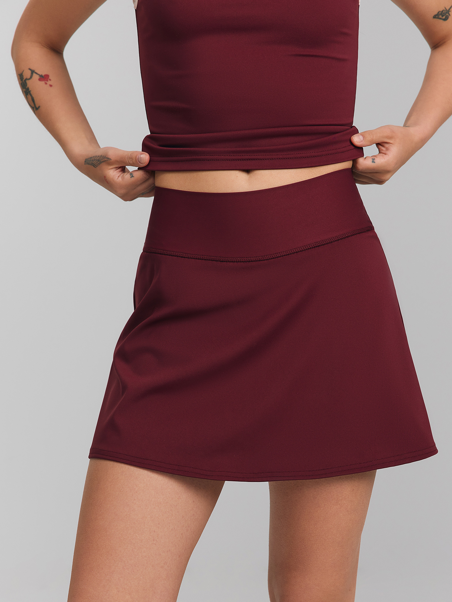 Skirt-shorts, burgundy