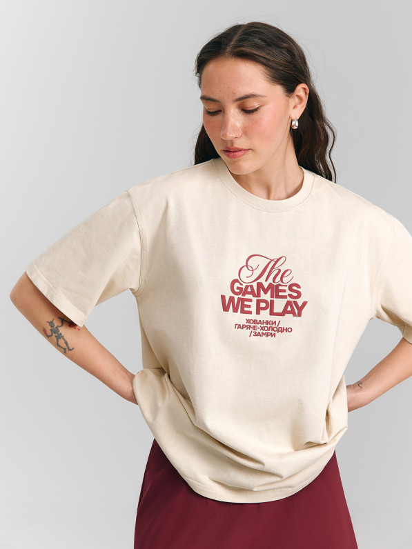 T-shirt "The games we play", beige