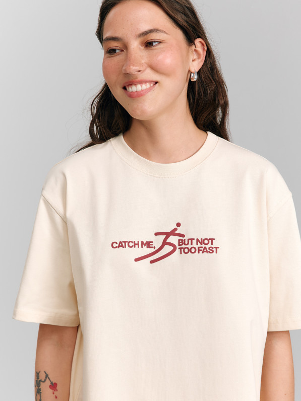 "Catch me" T-shirt, beige