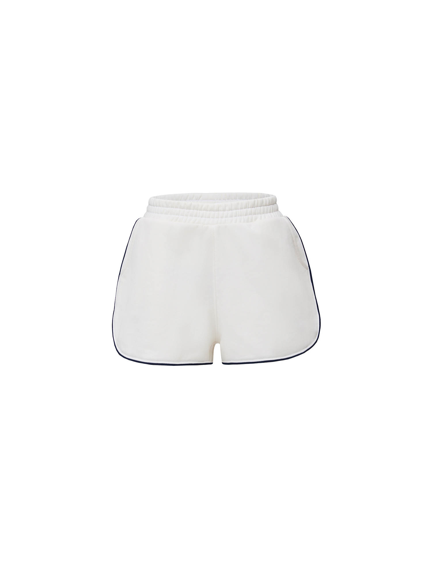 Shorts with accent piping, knitted, milky