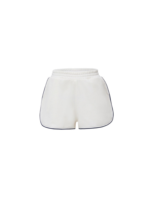 Shorts with accent piping, knitted, milky