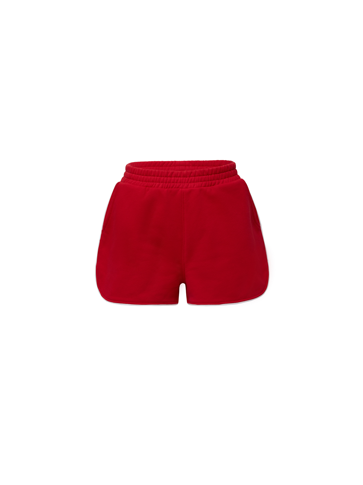 Shorts with accent trim, knitted, red