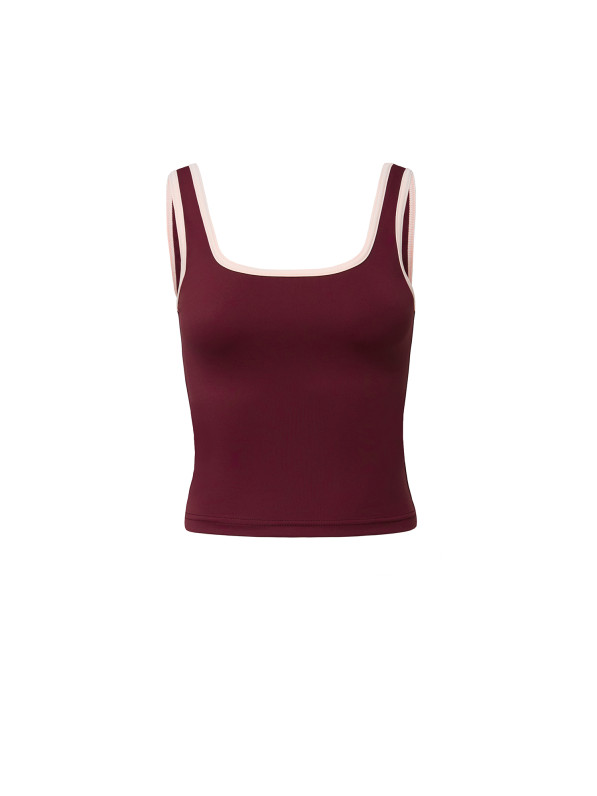 T-shirt with accent piping, burgundy