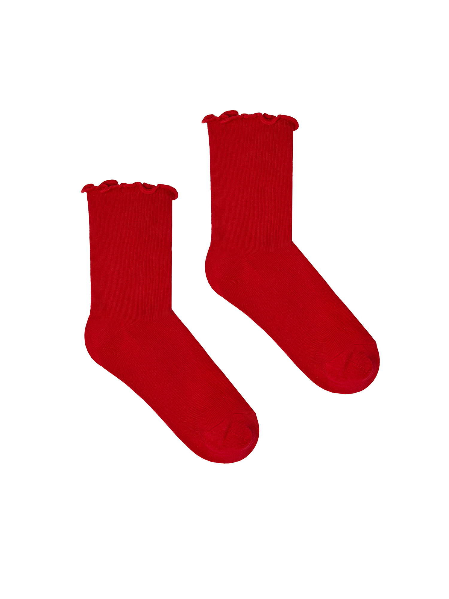 Socks with ruffles, red