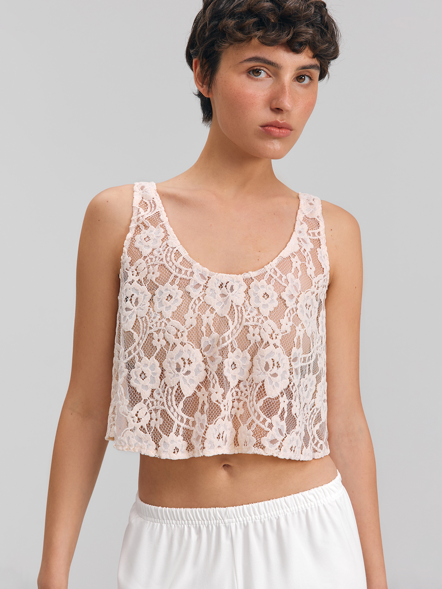 Lace top, light beige