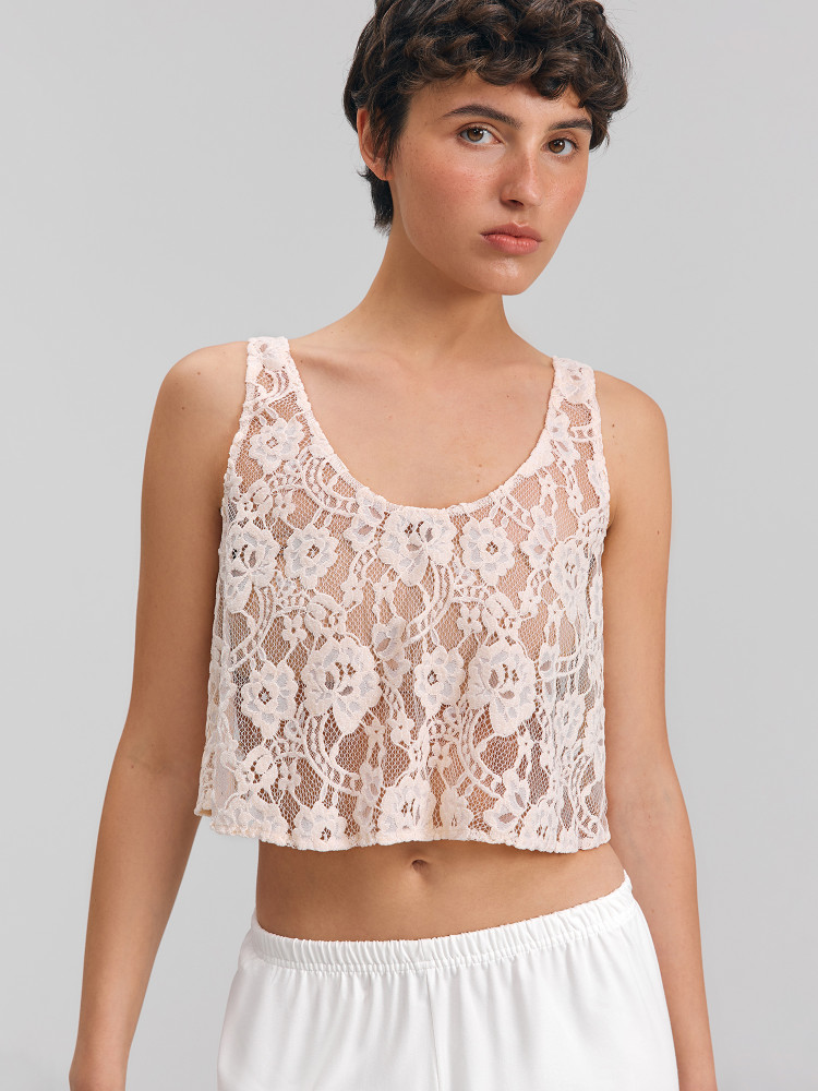 Lace top, light beige