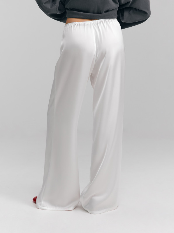 Satin pants, white