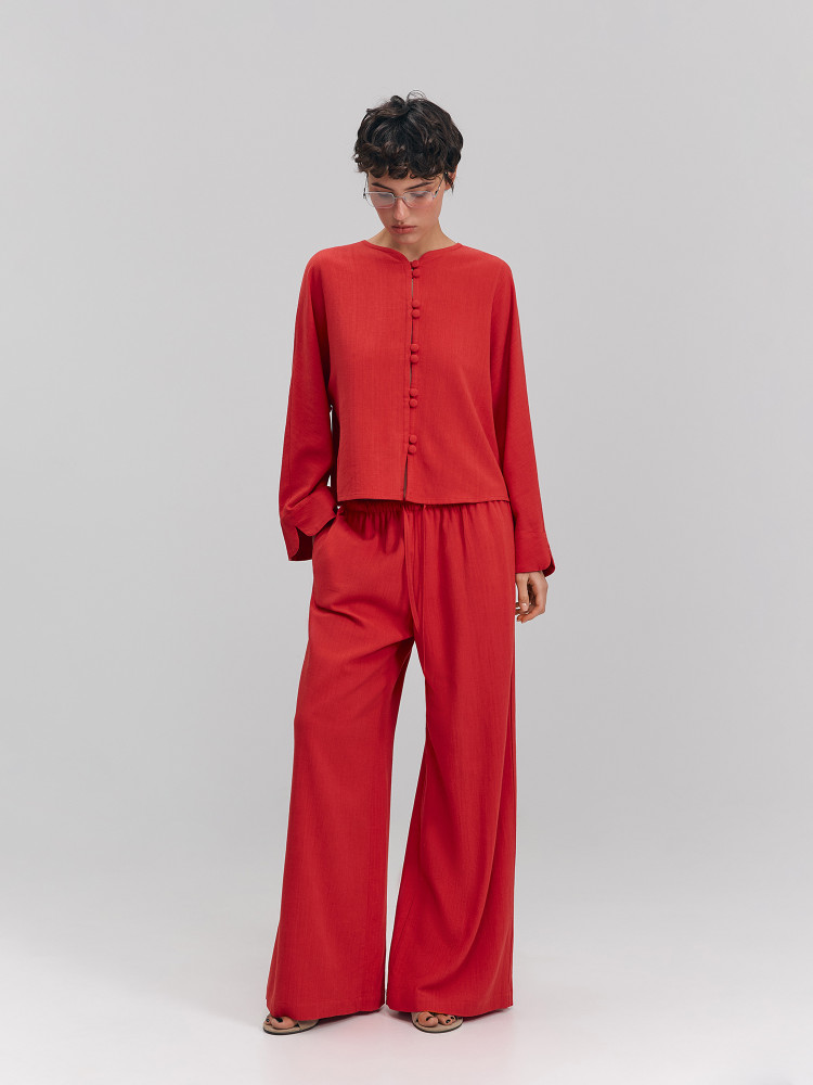 Linen pants, red