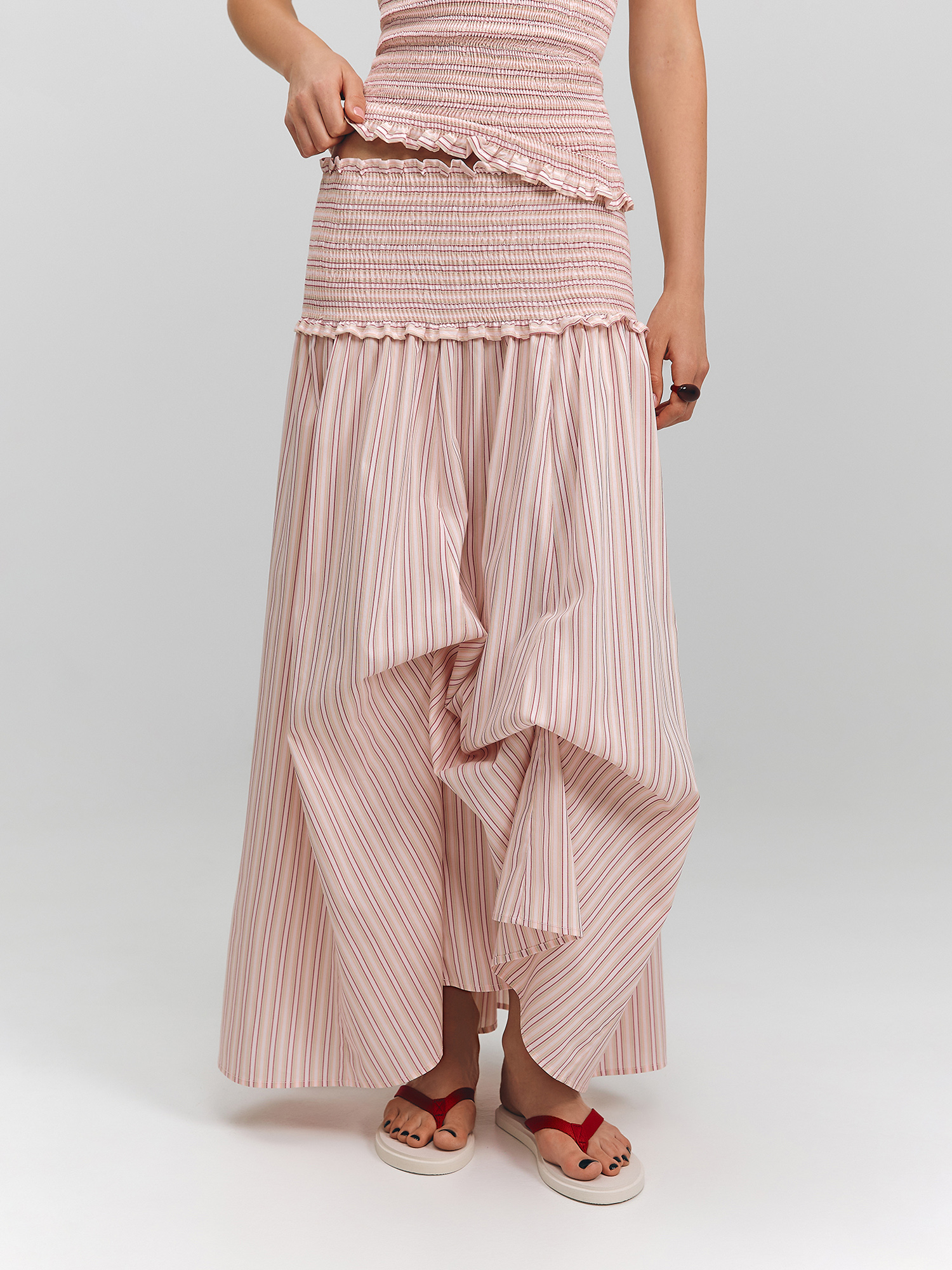 Striped tie-dye skirt, pink
