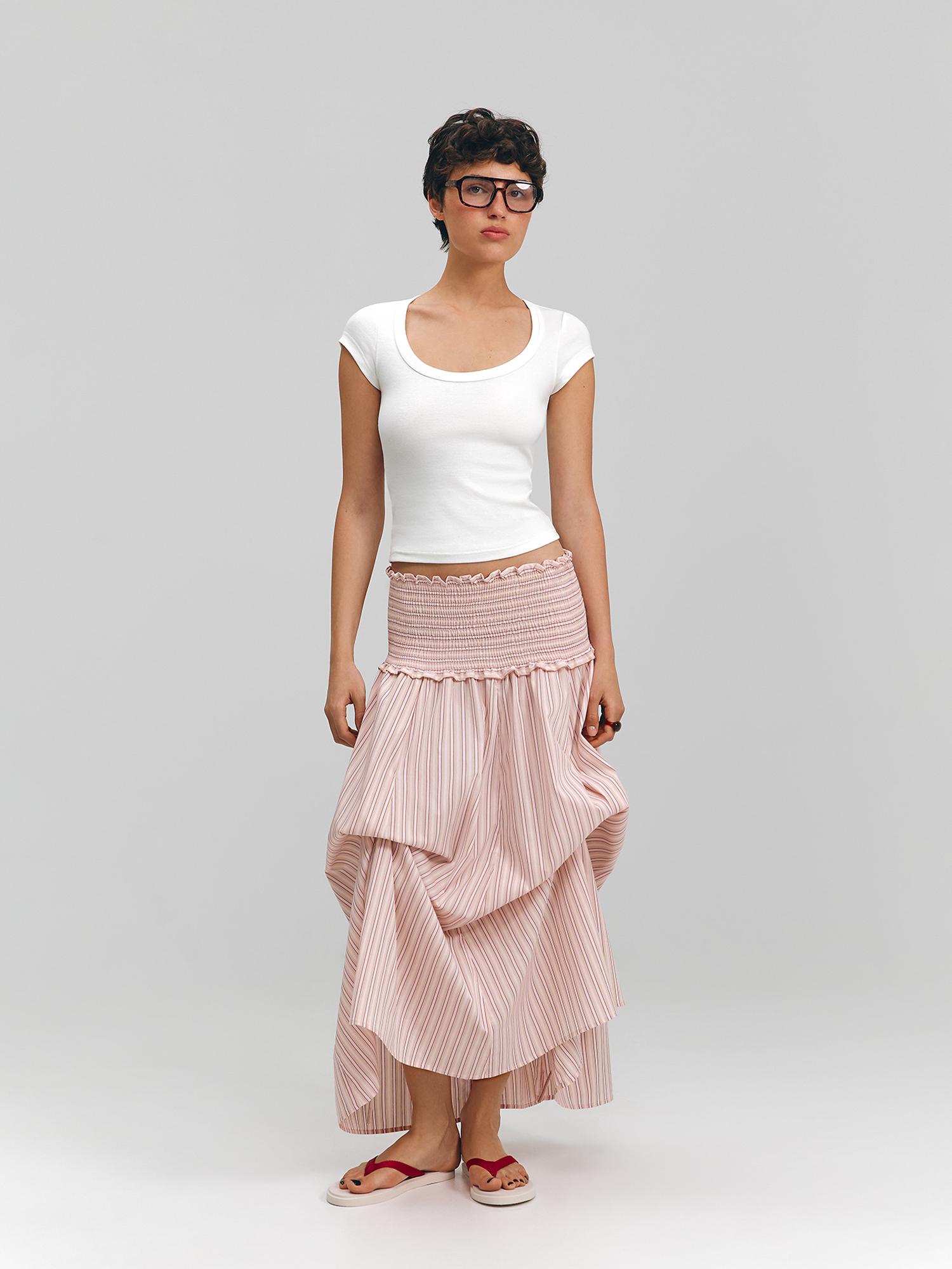 Striped tie-dye skirt, pink