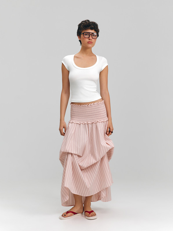 Striped tie-dye skirt, pink