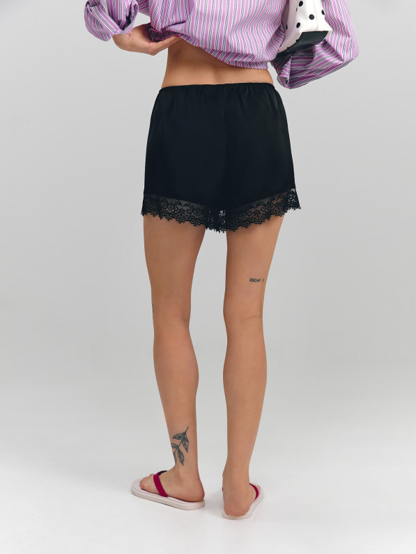 Satin  shorts, black