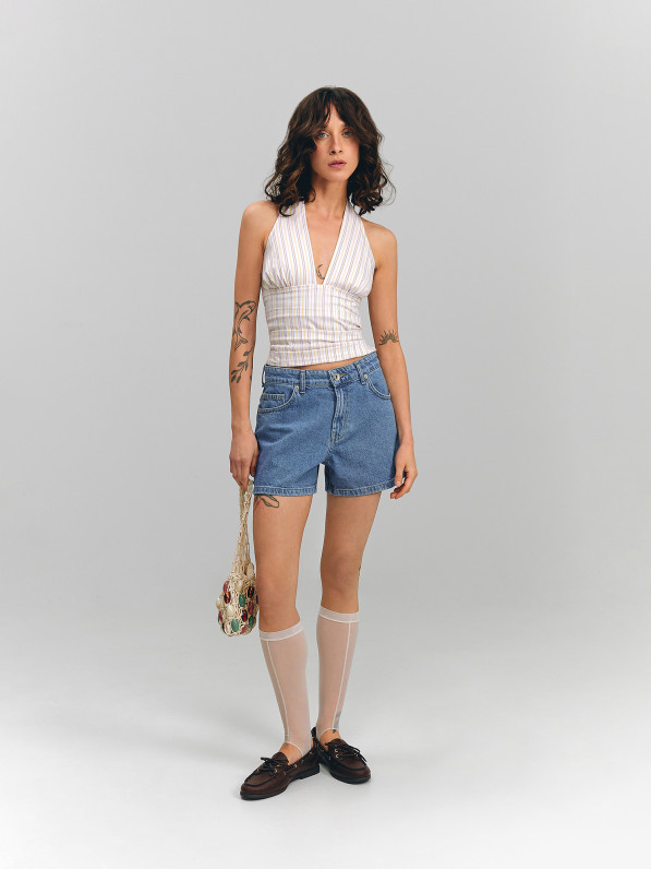 Denim shorts, blue