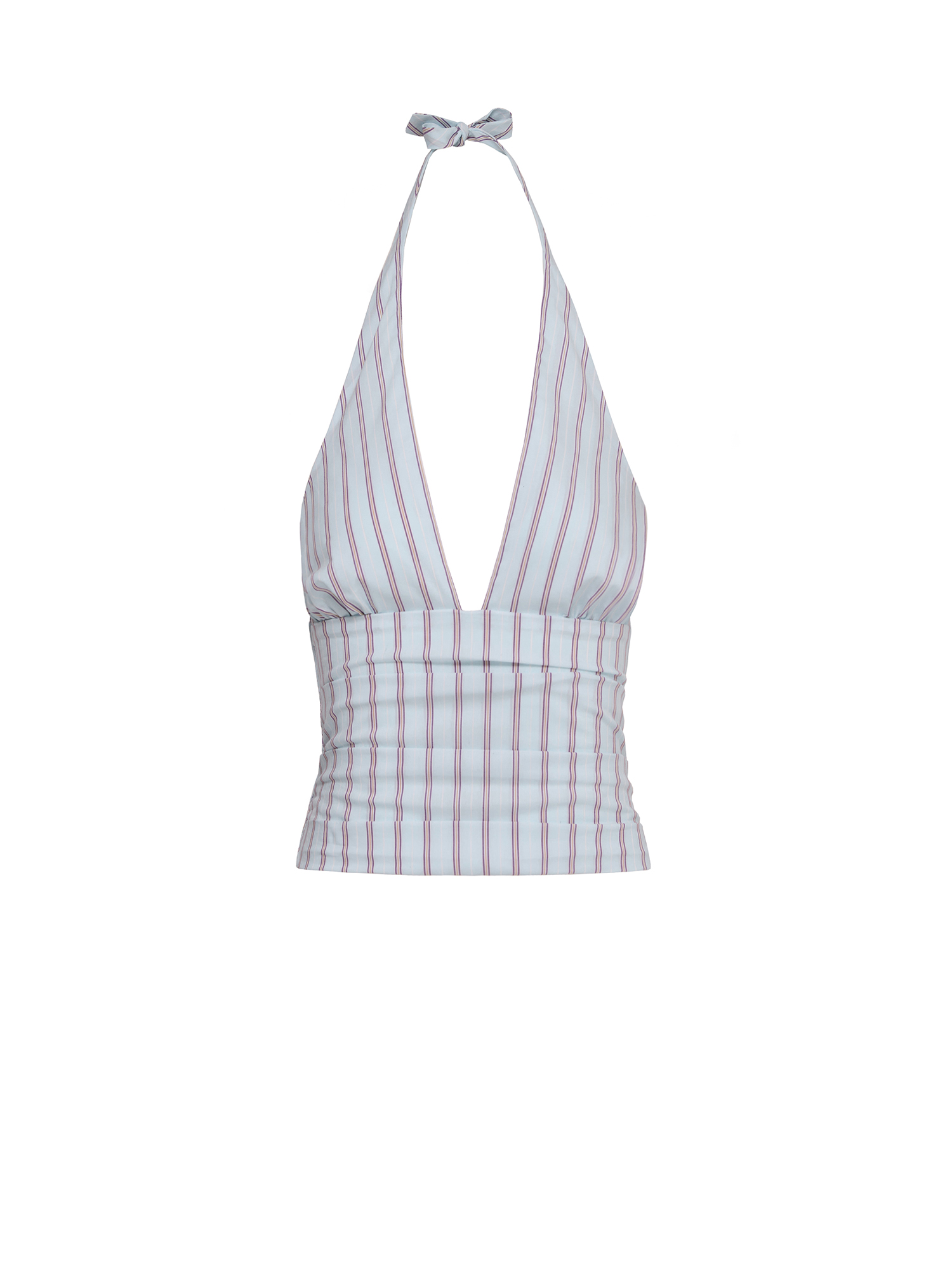 Striped neckline top, blue