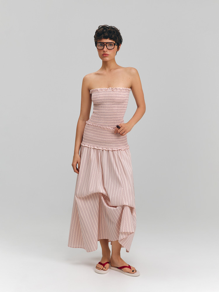 Striped tie-dye skirt, pink