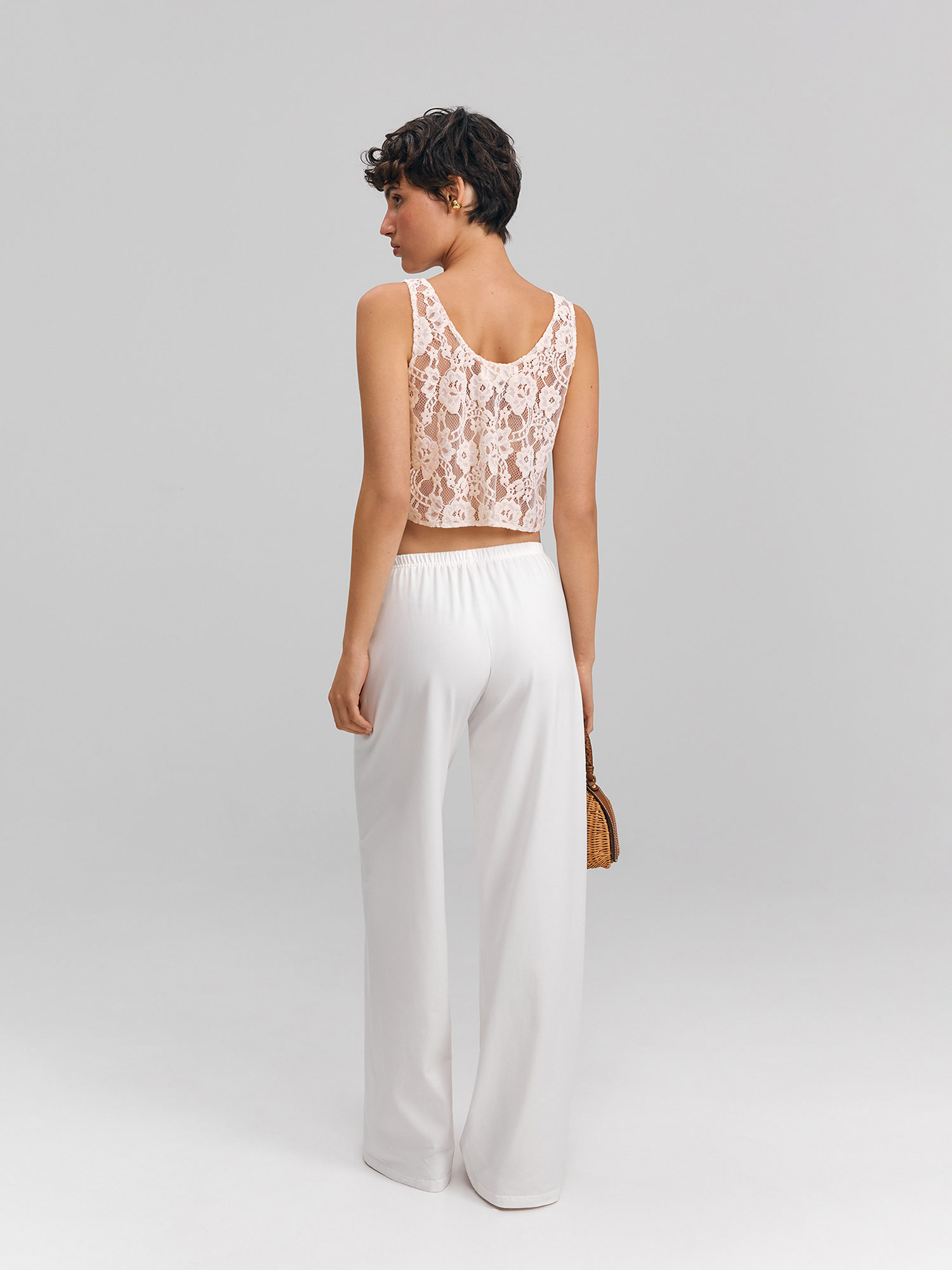 Lace top, light beige